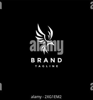 Simple Bold Crow Logo Design. Bold Crow's Stripes Spreading Its Wings Silhouette Logo Design. Stock Vector