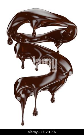 melted chocolate splash isolated on a white background. Clipping path. 3d render. Stock Photo