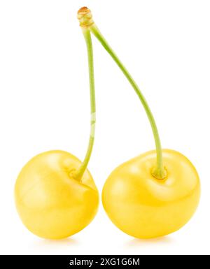 yellow sweet cherries isolated on a white background. Clipping path. Stock Photo