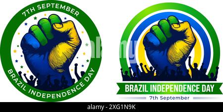 Brazilian Independence day sign, clenched fists with brazilian color design Stock Vector
