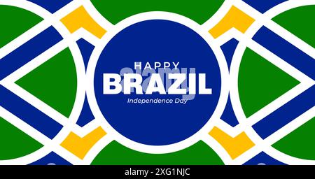 Symmetrical Brazil Independence Day, with abstract geometric shape design. Stock Vector