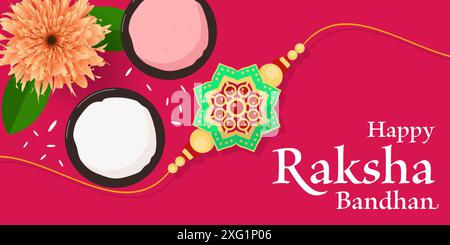 happy raksha bandhan festival horizontal banner illustration Stock Vector