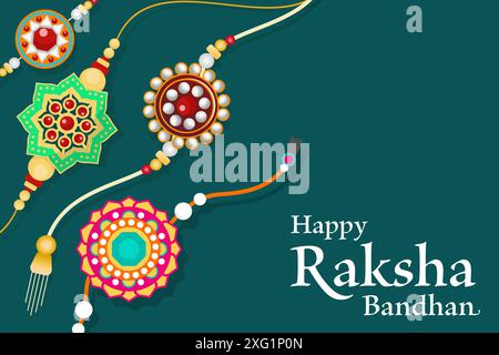 happy raksha bandhan festival background illustration in flat style Stock Vector