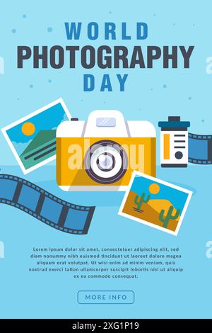 World photography day banner poster on august 19 with tripod camera on ...
