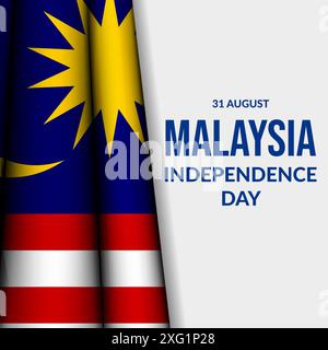 malaysia independence day illustration with realistic flag Stock Vector