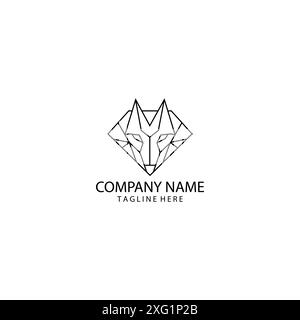 fox diamond line logo design vector Stock Vector