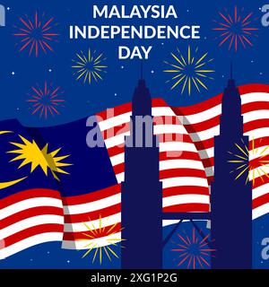 malaysia independence day illustration in flat design Stock Vector