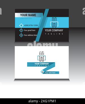 Simple and Modern business card design.Blue business card template vector design. Stock Vector