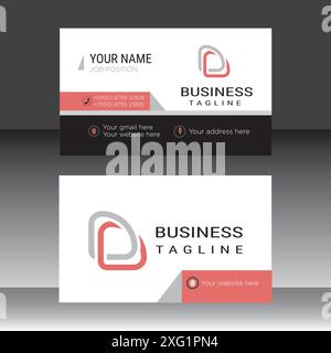 Professional corporate and modern business card design.Orange and white business card vector template. Stock Vector