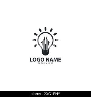 lamp author logo design vector Stock Vector