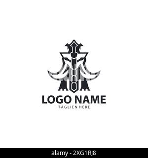 sword Elephant logo design vector Stock Vector