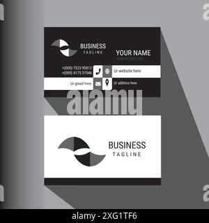 Professional corporate and modern business card design. Black and white business card vector template. Stock Vector