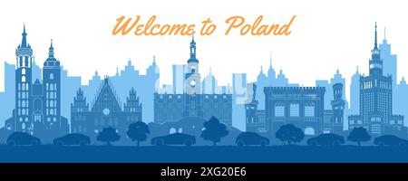 poland famous landmark silhouette style,vector illustration Stock Vector