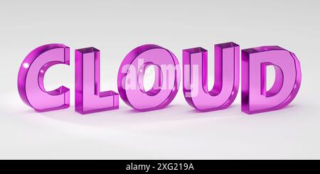 3d render sign cloud made by purple glass and light background. Simple minimalism concept. Simple minimalism concept, 3d illustration Stock Photo