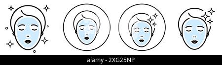 Face Mask Sheet Icon vector set collection for web vector set collection for app ui Stock Vector
