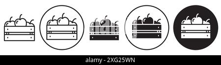 Harvest Wooden Box Icon vector set collection for web vector set collection for app ui Stock Vector