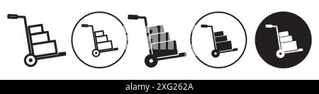 Hand Truck Icon vector set collection for web vector set collection for app ui Stock Vector
