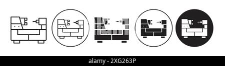 Lathe Icon vector set collection for web vector set collection for app ui Stock Vector