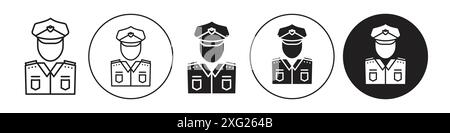 Officer Icon vector set collection for web vector set collection for app ui Stock Vector