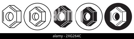 Hex nut icon vector set collection for web vector set collection for app ui Stock Vector