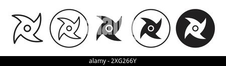 Ninja star icon vector set collection for web vector set collection for app ui Stock Vector