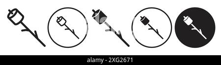 Marshmelow on stick icon vector set collection for web vector set collection for app ui Stock Vector