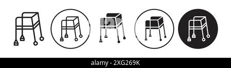 Medical walker icon vector set collection for web vector set collection for app ui Stock Vector