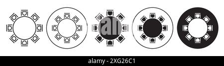 Round Table Icon vector set collection for web vector set collection for app ui Stock Vector