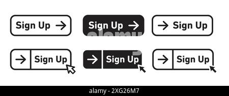 Sign up button vector set collection for web vector set collection for app ui Stock Vector