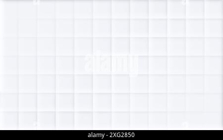 Abstract pattern of modern white evenly spaced squares with shadows on white. Modern and trendy abstract geometric background with copy space. Stock Photo