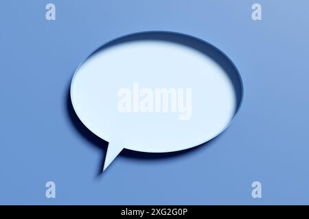 Blank speech bubble on blue background. 3D render. Stock Photo