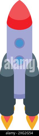 Space rocket is taking off from the cosmodrome with fire and smoke Stock Vector
