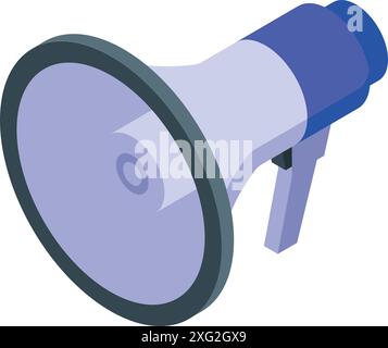 Blue megaphone making an announcement, spreading information and news Stock Vector