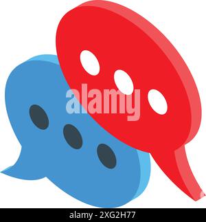 Two speech bubbles overlapping, one red and one blue, representing communication and dialogue Stock Vector