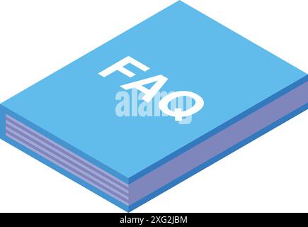 Blue faq book lying open providing answers to frequently asked questions Stock Vector