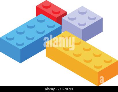 Illustration featuring colorful building blocks forming a structure, symbolizing creativity, play, and development Stock Vector