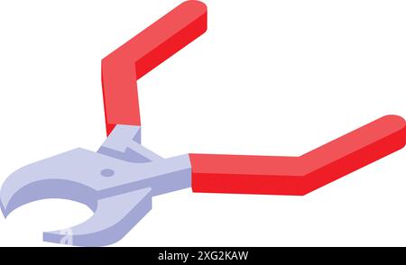 Professional cable cutter with red handles for electrician job isometric view isolated on white background Stock Vector
