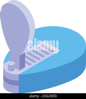 Blue hole punch creating hole in a paper strip isometric icon Stock Vector