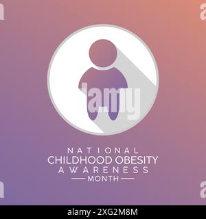 National Childhood Obesity Awareness month. Greeting card, poster, Ribbon, banner, Vector Template. Stock Vector