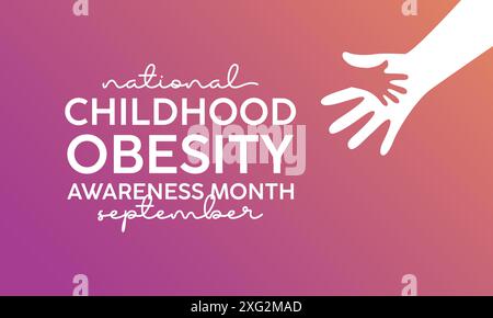 National Childhood Obesity Awareness month. Greeting card, poster, Ribbon, banner, Vector Template. Stock Vector