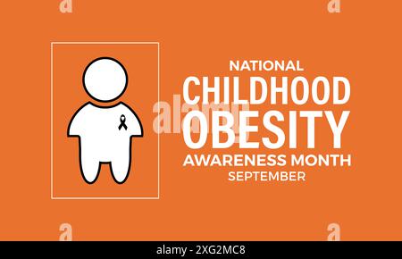 National Childhood Obesity Awareness month. Greeting card, poster, Ribbon, banner, Vector Template. Stock Vector