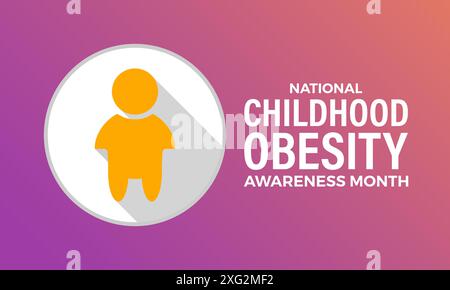 National Childhood Obesity Awareness month. Greeting card, poster, Ribbon, banner, Vector Template. Stock Vector