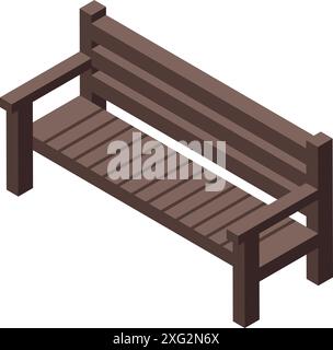 Empty wooden park bench providing a place to rest in a city park or outdoor space Stock Vector