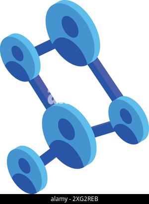 Social network is connecting people with lines and user icons in isometric view Stock Vector