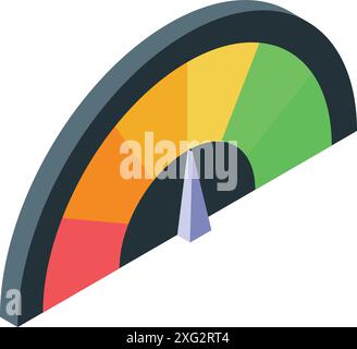 Colorful credit score gauge is measuring the financial status rating Stock Vector