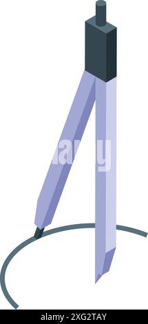 Compass is drawing a perfect circle on a piece of paper Stock Vector
