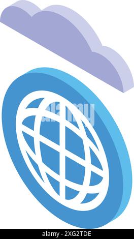Blue globe with grid over it and a cloud floating above representing cloud computing Stock Vector