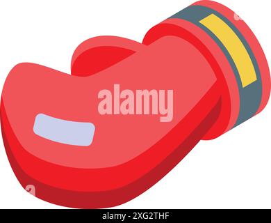 Red boxing glove lying on canvas, isometric illustration of boxing equipment for fighting competition Stock Vector