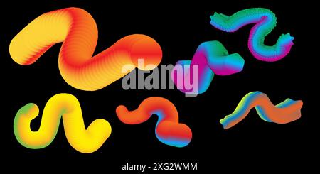 Set of bright blend form isolated. Yellow, red, blue, green, orange colors Stock Vector