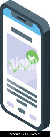 Smartphone displaying a successful financial transaction with a green check mark, indicating a secure and completed payment Stock Vector